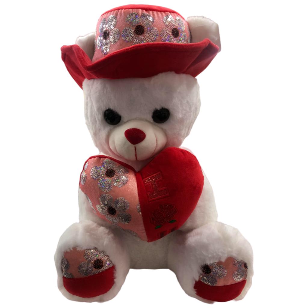 white teddy plush (i love u rose heart)