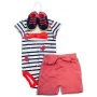 Girls 4 Piece Spring Floral Outfit, Onesie, Shorts, Booties, Headband 3-6M