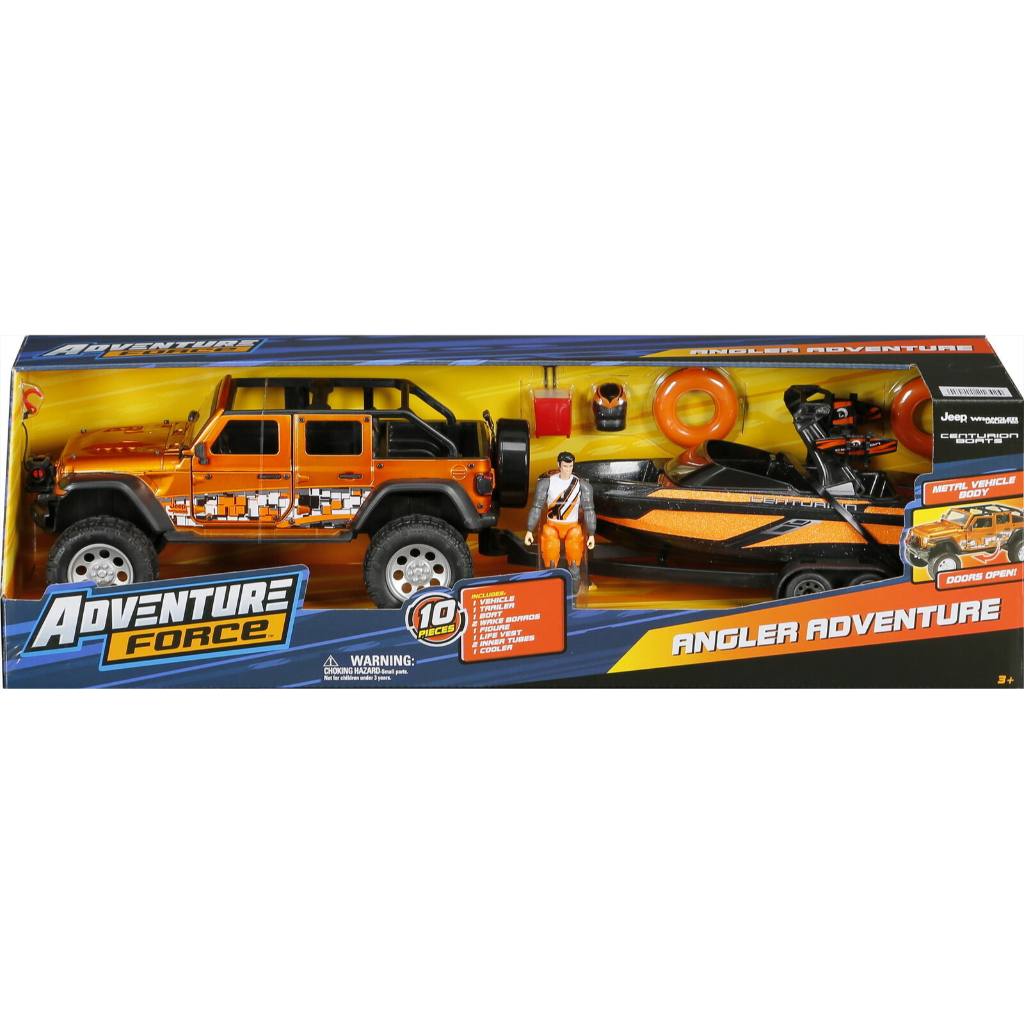 adventure force angler metal vehicle playset jeep truck sea ray12