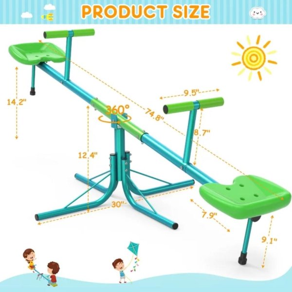 gikpal kids seesaw, spinning teeter totter, 220lbs capacity kids outdoor playground2