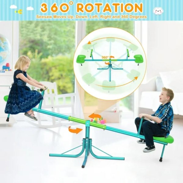 gikpal kids seesaw, spinning teeter totter, 220lbs capacity kids outdoor playground3