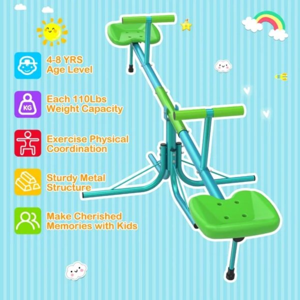 gikpal kids seesaw, spinning teeter totter, 220lbs capacity kids outdoor playground4