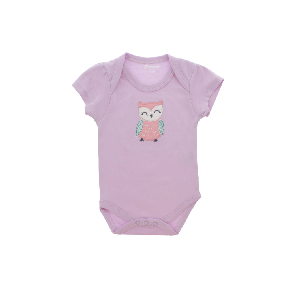 girls short sleeves bodysuit, with embroidery with envelope fold color ground