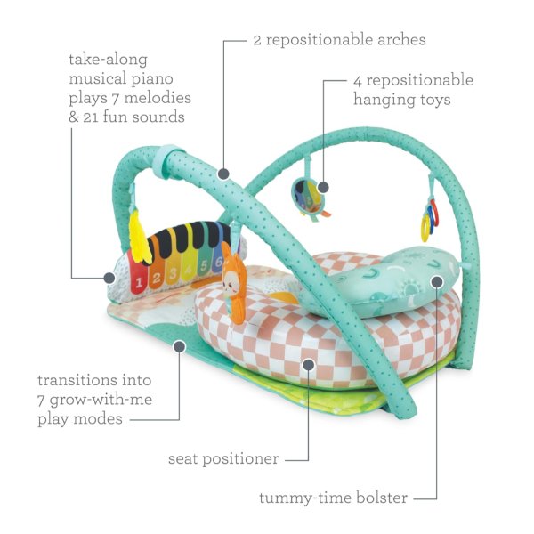 infantino kick 'n keys 7 in 1 musical piano activity gym with seat positioner14