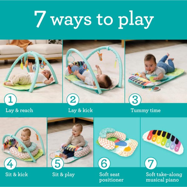 infantino kick 'n keys 7 in 1 musical piano activity gym with seat positioner4