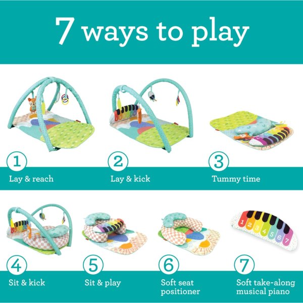 infantino kick 'n keys 7 in 1 musical piano activity gym with seat positioner8
