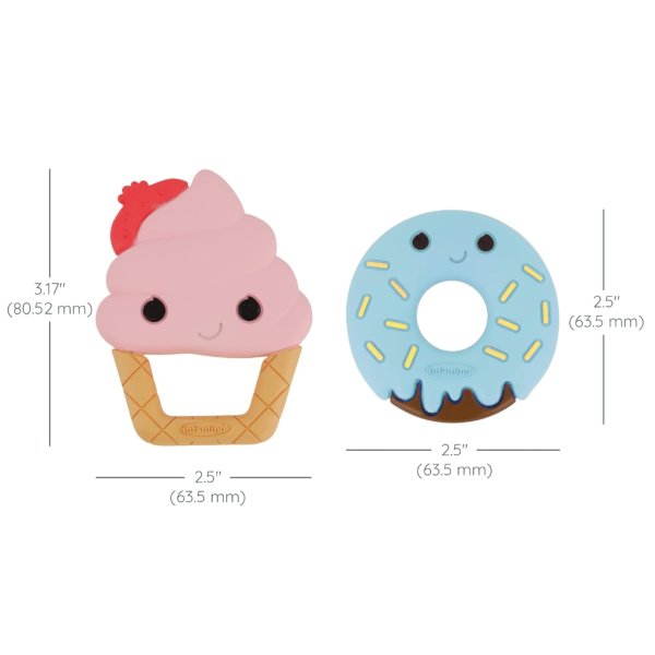 infantino sweet tooth silicone teethers, textured ice cream and donut, 2 pack6