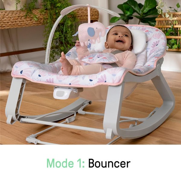ingenuity keep cozy 3 in 1 grow with me vibrating baby bouncer seat & infant to toddler rocker burst (pink), newborn and up11