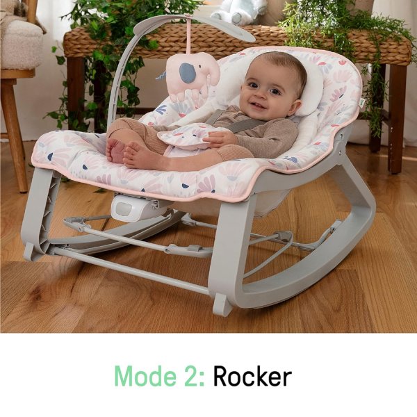 ingenuity keep cozy 3 in 1 grow with me vibrating baby bouncer seat & infant to toddler rocker burst (pink), newborn and up13