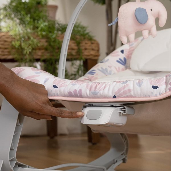 ingenuity keep cozy 3 in 1 grow with me vibrating baby bouncer seat & infant to toddler rocker burst (pink), newborn and up4