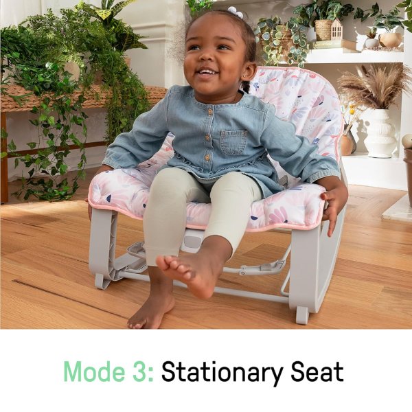 ingenuity keep cozy 3 in 1 grow with me vibrating baby bouncer seat & infant to toddler rocker burst (pink), newborn and up9