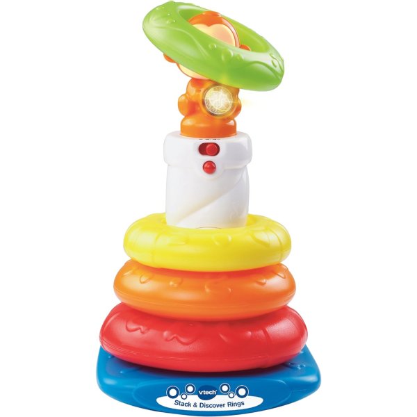 vtech stack and discover rings, colourful, textured rings for sensory play, stacking toys1