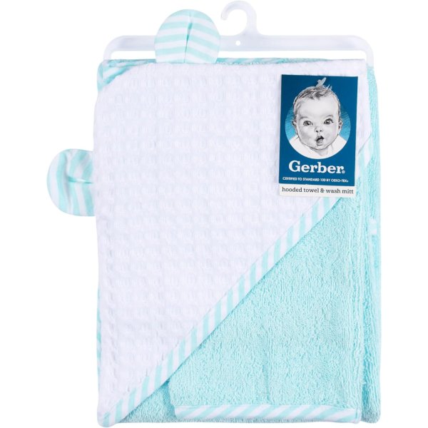 2 pack baby neutral little animals hooded towel and washcloth mitt set one size3