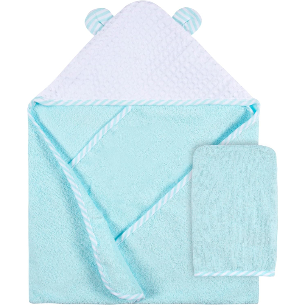 2 pack baby neutral little animals hooded towel and washcloth mitt set one size4