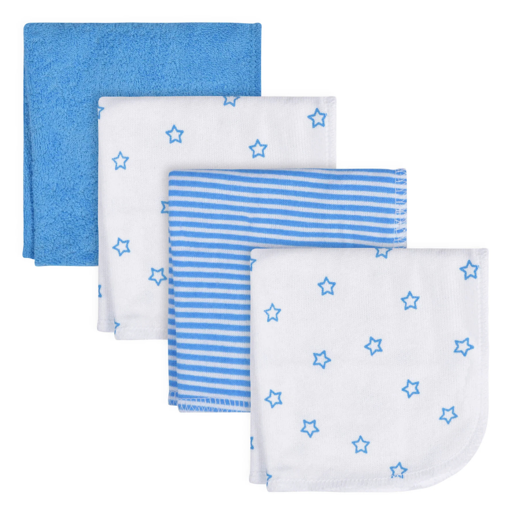 4 pack baby boys stars washclothsone size (dual)4