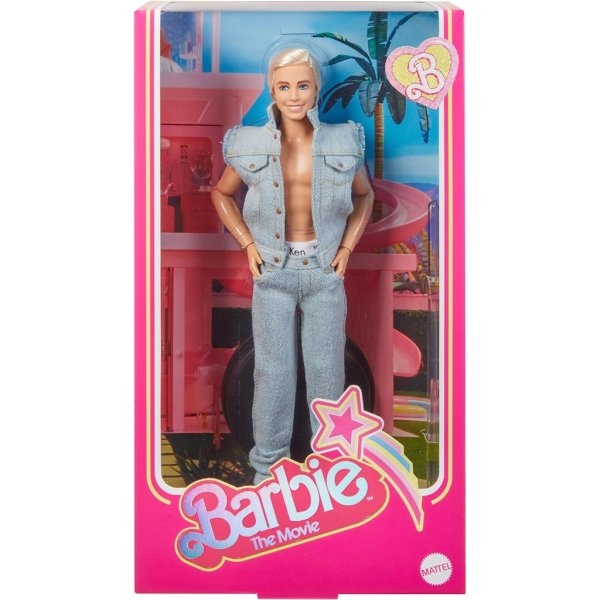 barbie the movie collectible ken doll wearing denim matching set1