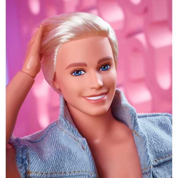 barbie the movie collectible ken doll wearing denim matching set2