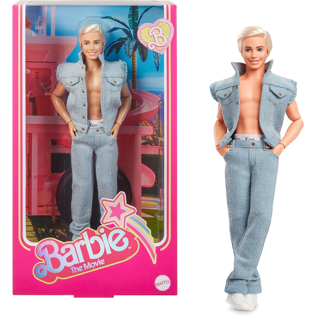 barbie the movie collectible ken doll wearing denim matching set4