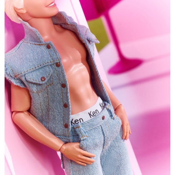 barbie the movie collectible ken doll wearing denim matching set5