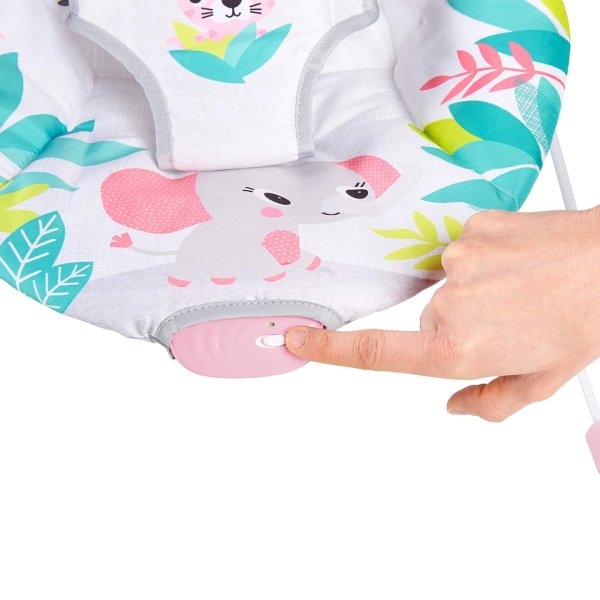bright starts baby bouncer soothing vibrations infant seat flamingo vibes, pink6