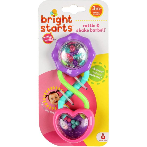 bright starts rattle and shake barbell toy pretty in pink5
