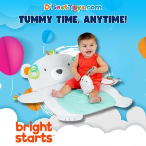 Bright Starts Tummy Time Prop & Play Baby Activity Mat Polar Bear 35 x 29.5 in