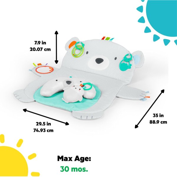 bright starts tummy time prop & play baby activity mat polar bear 35 x 29.5 in1