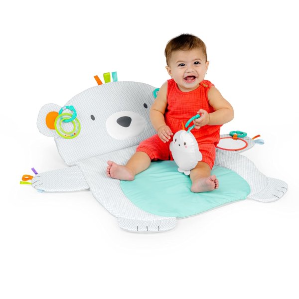 bright starts tummy time prop & play baby activity mat polar bear 35 x 29.5 in4