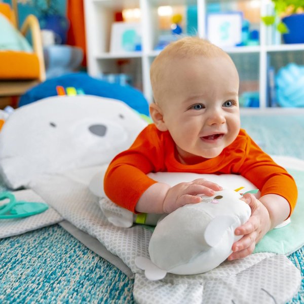 bright starts tummy time prop & play baby activity mat polar bear 35 x 29.5 in6