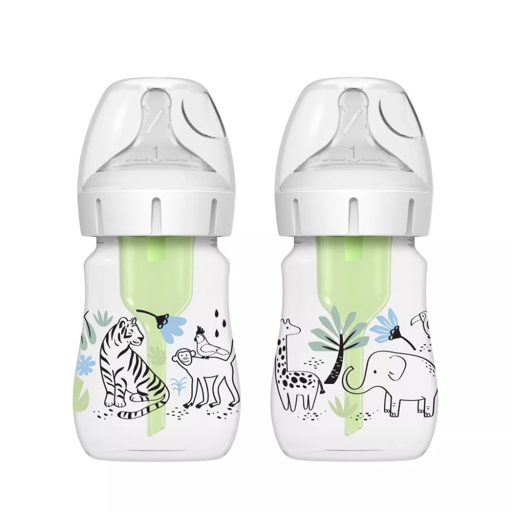 dr. brown's anti colic options+ wide neck baby bottle jungle designs 5 fl oz:2pk10