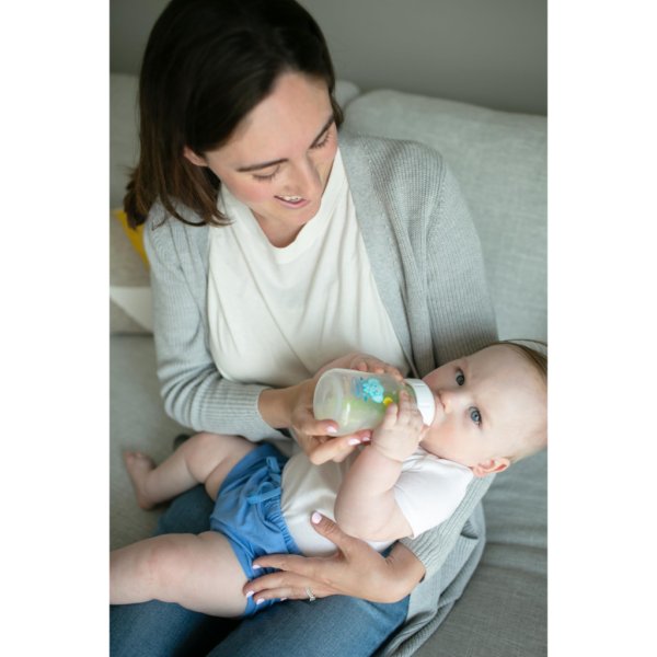 dr. browns natural flow anti colic options+ wide neck baby bottle, 5oz150ml, with level 1 teats, 2 pack, elephant (1)