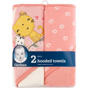 2 pack baby girls kitty floral hooded towel4