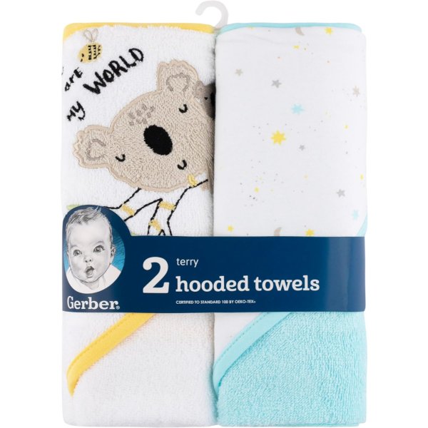 2 pack baby neutral little animals hooded towel4