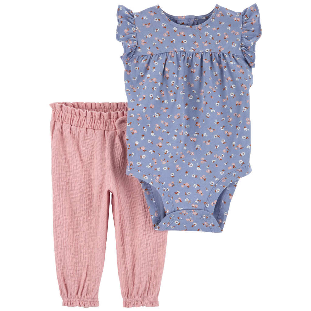 baby 2 piece floral bodysuit pant set 24m3