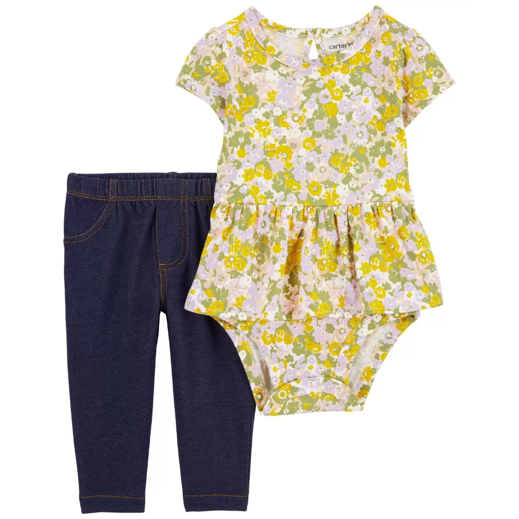 baby 2 piece floral peplum bodysuit pant set 2