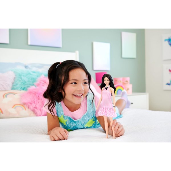 barbie fashionistas doll collection black hair pink dress3