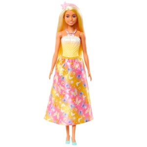 barbie royal doll, blonder & white hair, butterfly print skirt1