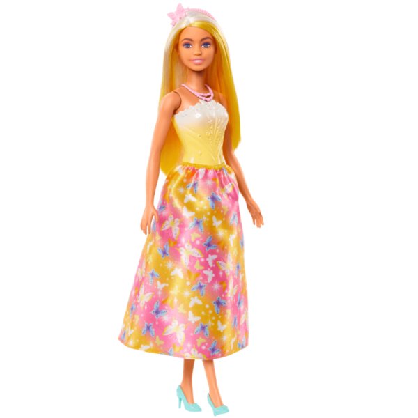 barbie royal doll, blonder & white hair, butterfly print skirt5