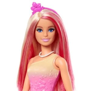 barbie royal doll, pink & blonde hair, butterfly print skirt6