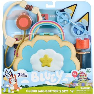 bluey cloud bag , doctor check up set, toy playset with 7 play pieces8