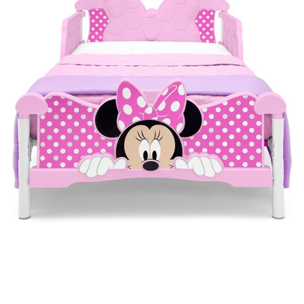 delta children minnie mouse 3d toddler bed, pink7