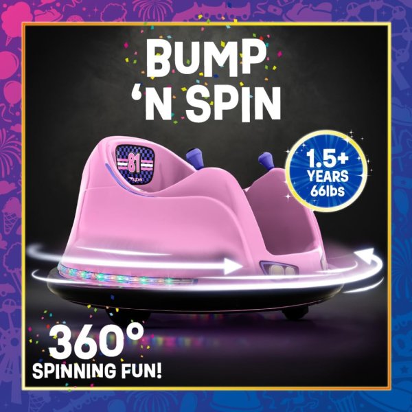 flybar funpark 6v bumper car for toddlers pink1
