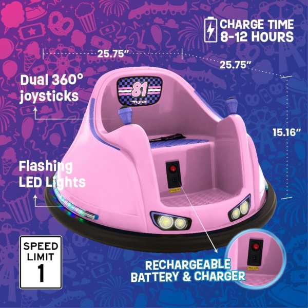 flybar funpark 6v bumper car for toddlers pink4