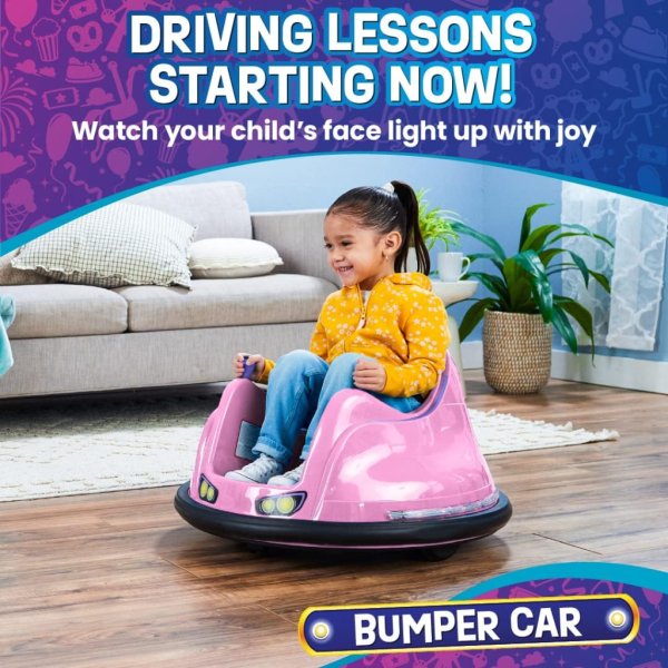 flybar funpark 6v bumper car for toddlers pink5