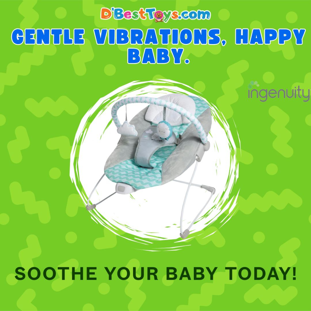 Ingenuity Ity Bouncity Bounce Vibrating Deluxe Baby Bouncer Seat, 0-6 Months Up to 20 lbs (Goji)