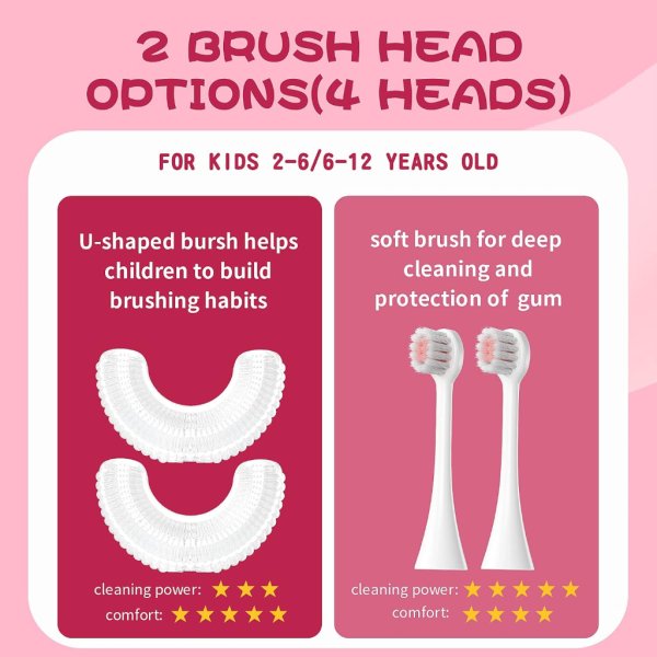 kids u shaped electric toothbrush with 4 brush head4