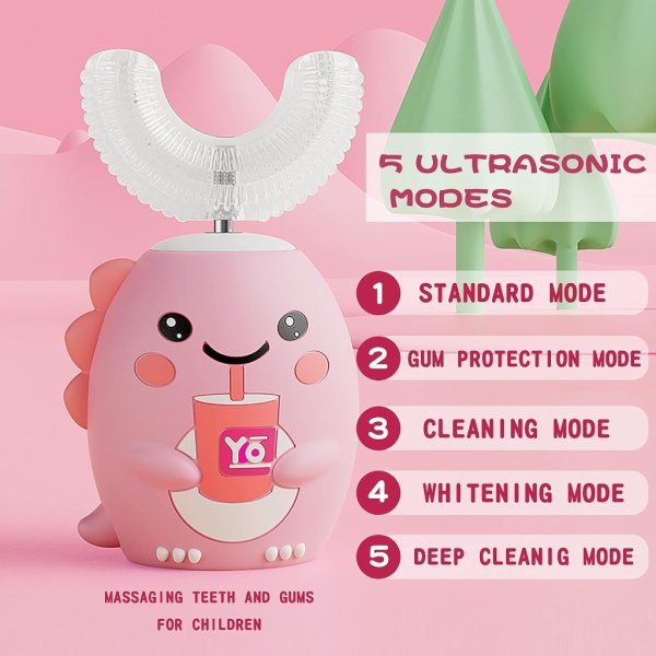 kids u shaped electric toothbrush with 4 brush head5