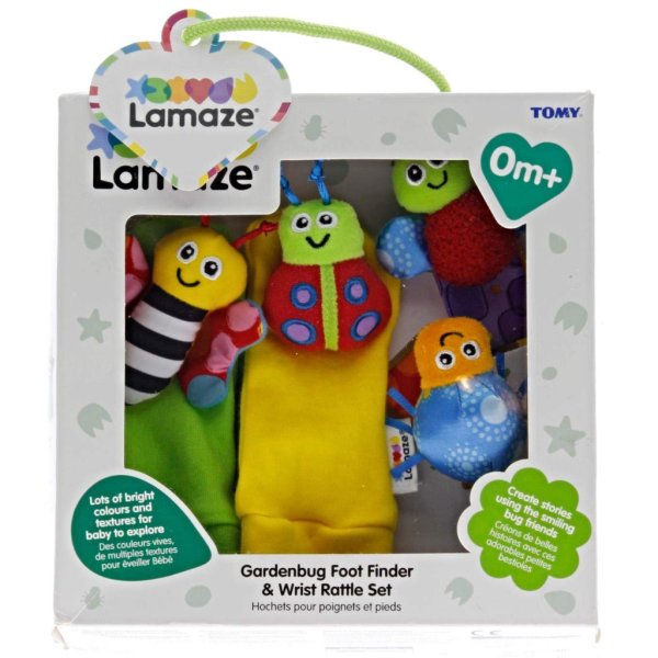 lamaze gardenbug baby foot finder socks & wrist rattle set4
