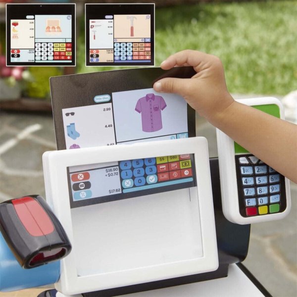 little tikes first self checkout stand play cash register with realistic lights & sounds and 402