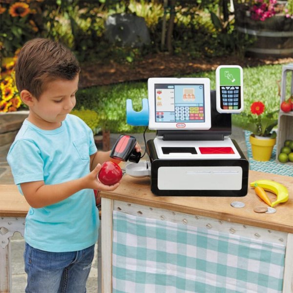 little tikes first self checkout stand play cash register with realistic lights & sounds and 403